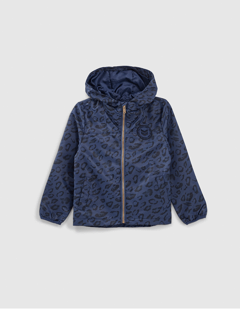 Navy windjack packable luipaardmotief jongens 