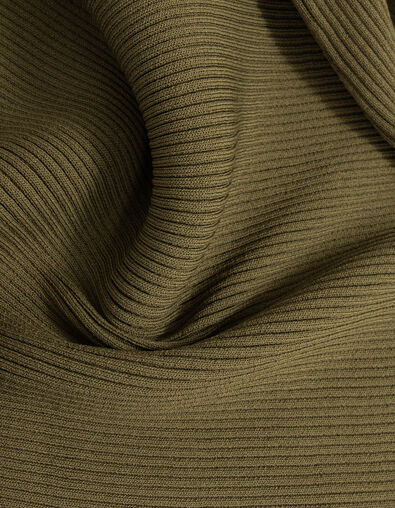 Kaki lange kokerjurk ribtricot Dames - IKKS