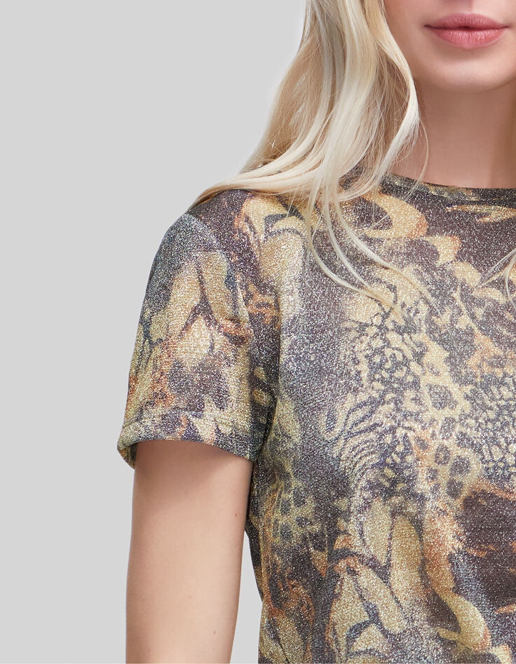 Kupfergr&uuml;nes Damen-T-Shirt Lurex Animalprint-4