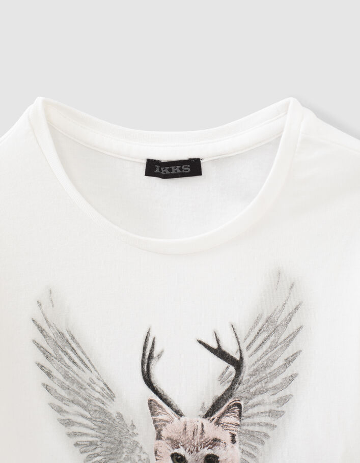 Cremeweißes Mädchenshirt mit Leopardenkatze-3