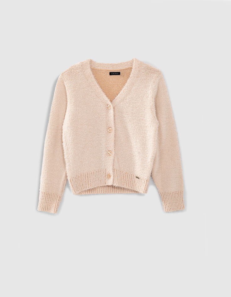 Puderrosa, weiche Mädchenstrickjacke-1 Puderrosa, weiche Mädchenstrickjacke-1