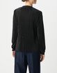 Women's black pleated collared blouse-3
