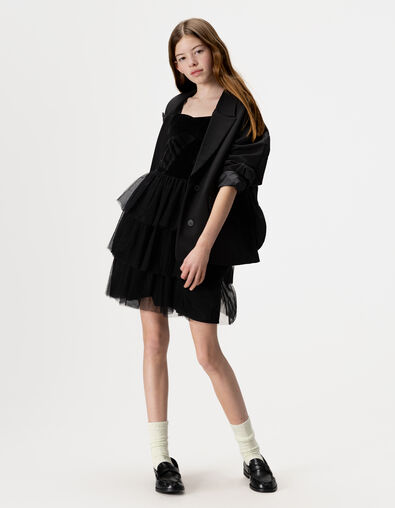 Robe bustier noire velours et tulle fille - IKKS