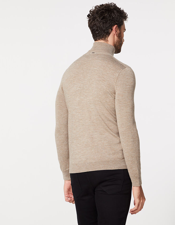 Jersey visón con cuello vuelto de lana mezclada Hombre-3