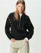 Zwarte hoodie biokatoen maxi-oogjes Dames-2