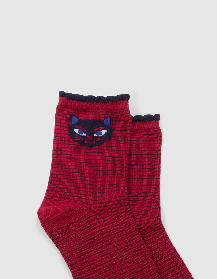Mädchensocken in Weiß, Rot und Silver-5