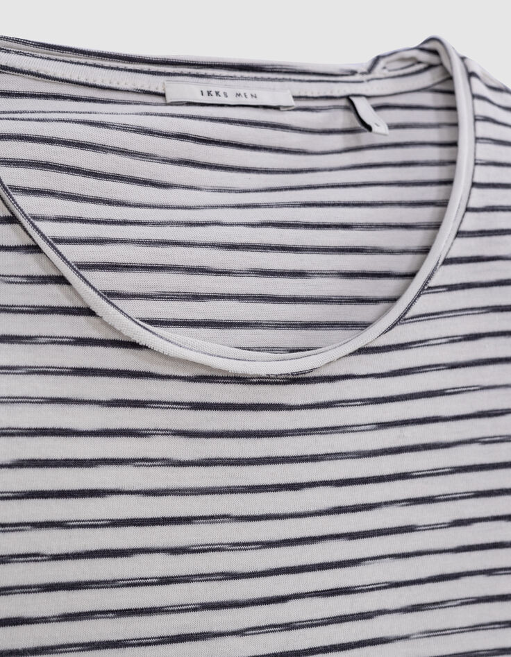 T-shirt marinière blanc rayures marine Homme-7
