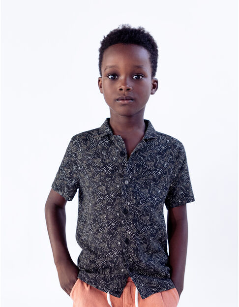 Boys' black LENZING™ ECOVERO™ exotic print shirt - IKKS