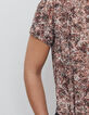 Women’s butterfly print voile neck-tie top-5