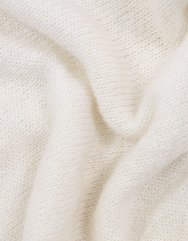 Pull écru tricot jeu de points chevron Femme-8