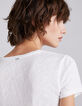 T-shirt gebroken wit opdruk geflockte fluwelen letters-5