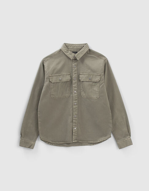 Khaki hemd, Taschen und Rücken mit Reliefeffekt