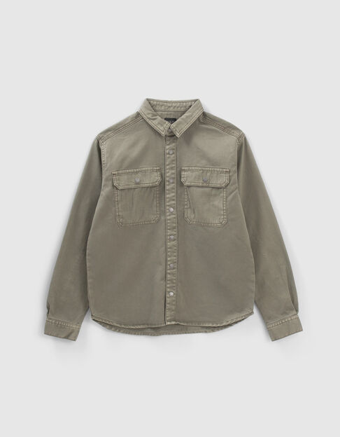 Khaki shirt with pockets and textured back