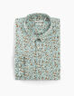 Men’s turquoise floral print slim shirt-3