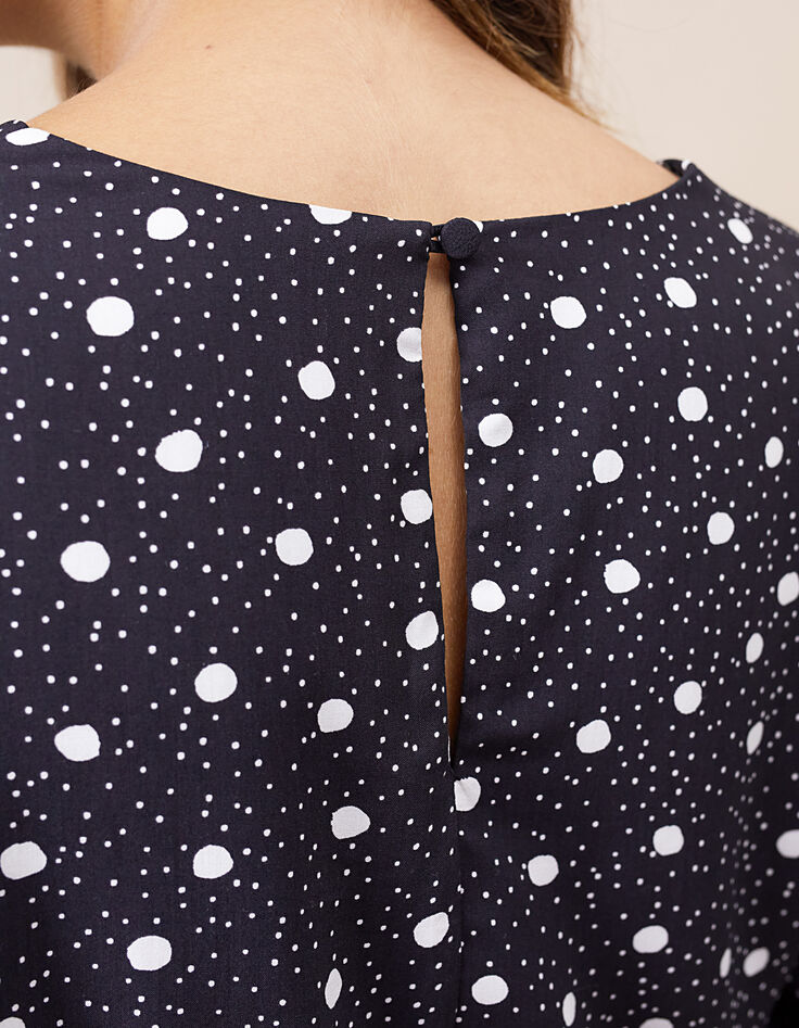 Schwarzes Kleid mit Tupfenprint I.Code-5