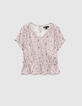 Girls’ violet micro-flower print cropped blouse-1