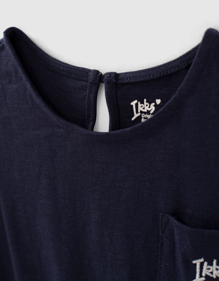 Robe navy Essentiel brodée en coton bio fille-2