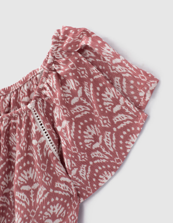 Mono corto rosa palo Ecovero&reg; estampado batik ni&ntilde;a-4