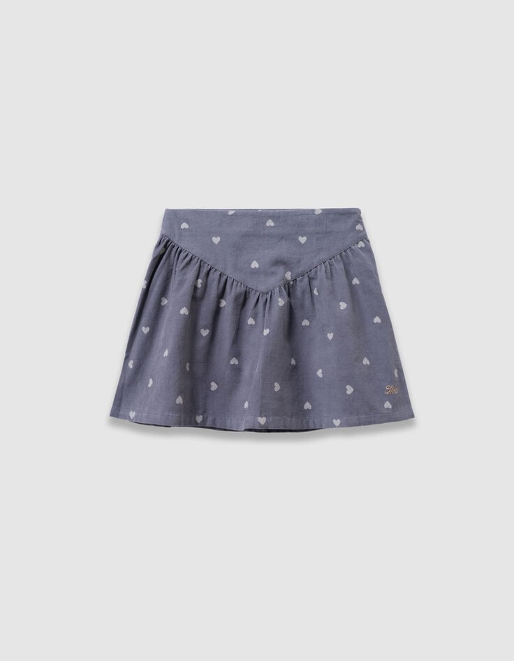 Korte blauwe fluwelen rok hartmotief meisjes-3 Korte blauwe fluwelen rok hartmotief meisjes-3