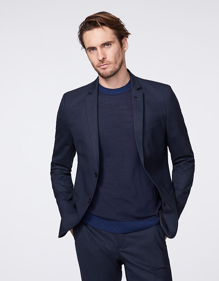 Veste de costume bleu foncé en twill Homme-4