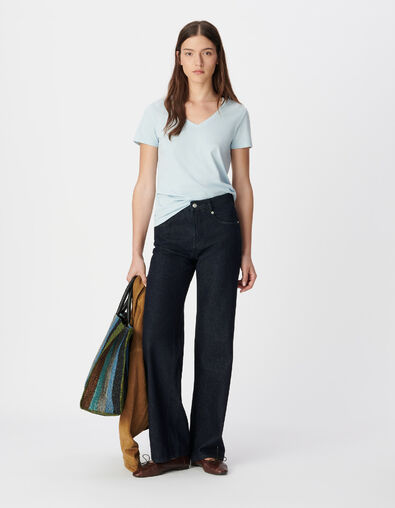 Tee-shirt col V bleu Femme - IKKS