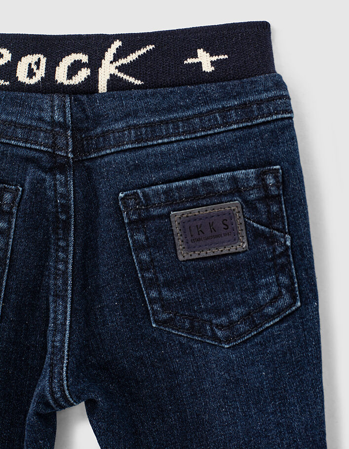 Baby boys’ vintage blue slogan waist organic cotton jeans - IKKS