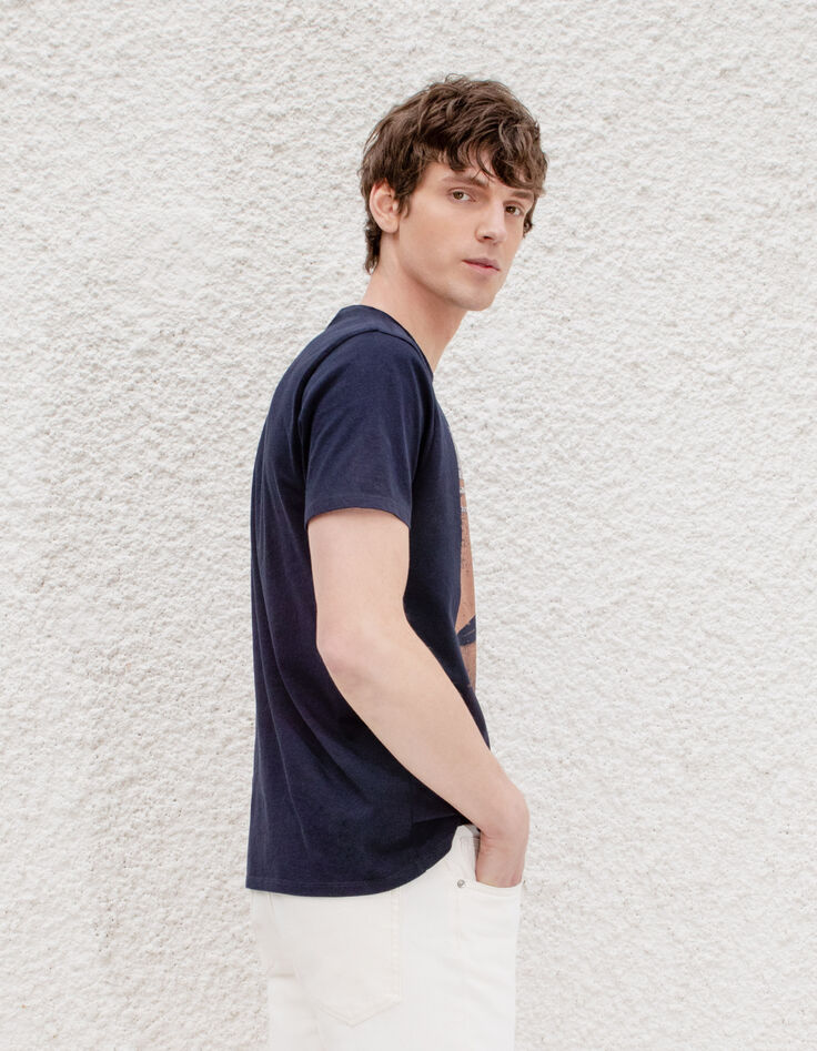 Camiseta azul marino surferos y sol Hombre-5