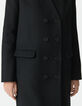 Manteau long noir parementure à capuche amovible Femme-5