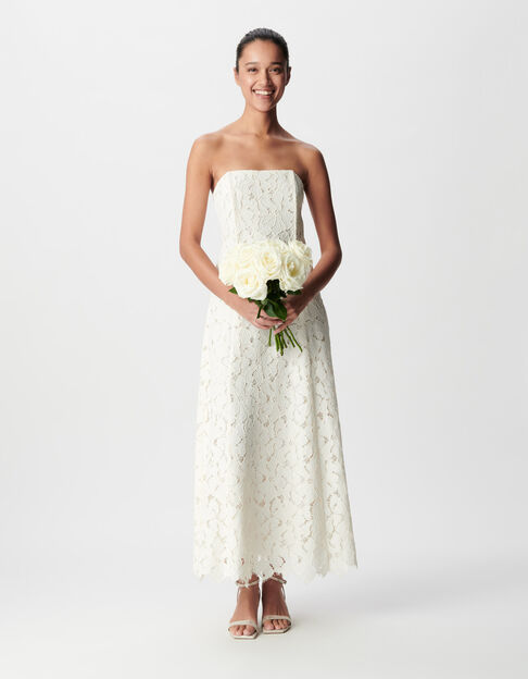 Witte kant lange strapless jurk Dames - IKKS