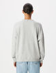 Sweat gris broderies message Femme-3