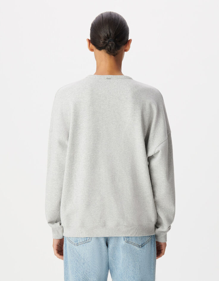 Sweat gris broderies message Femme-3