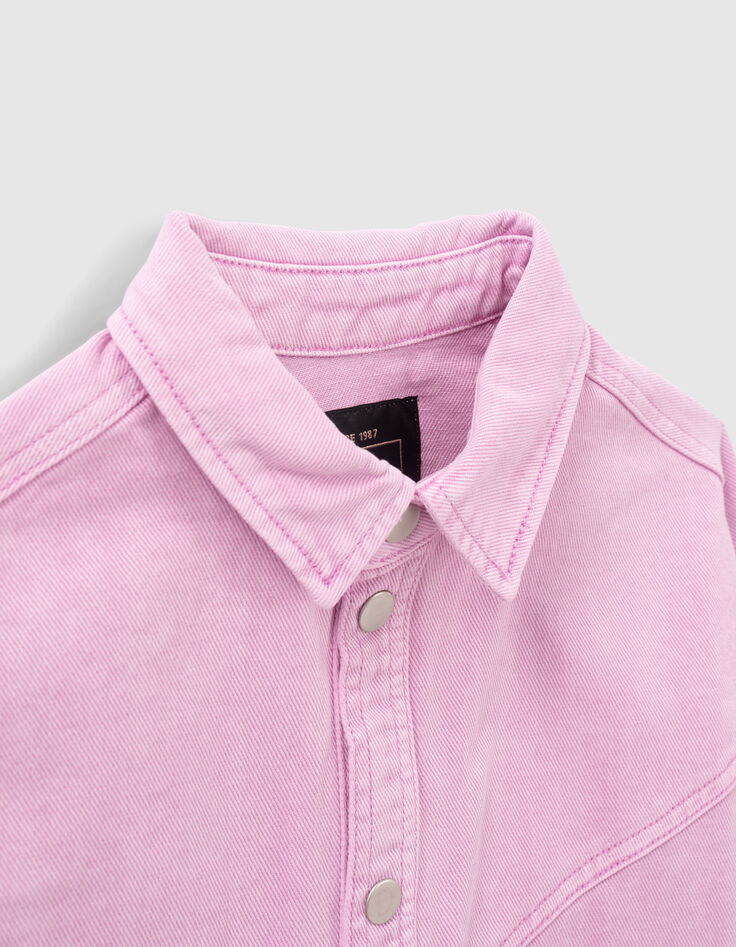 Girls&rsquo; violet denim cropped overshirt jacket-2