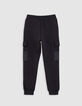Ch&aacute;ndal bimaterial negro con bolsillos para ni&ntilde;os-3