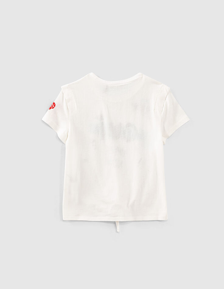 Camiseta blanco roto mini me dibujo corazones niña -4
