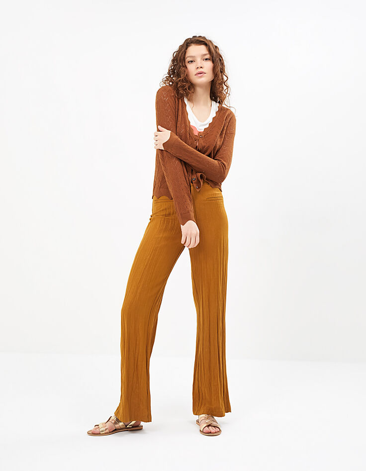 Camel vest ajourtricot, geschulpt I.Code-6 Camel vest ajourtricot, geschulpt I.Code-6
