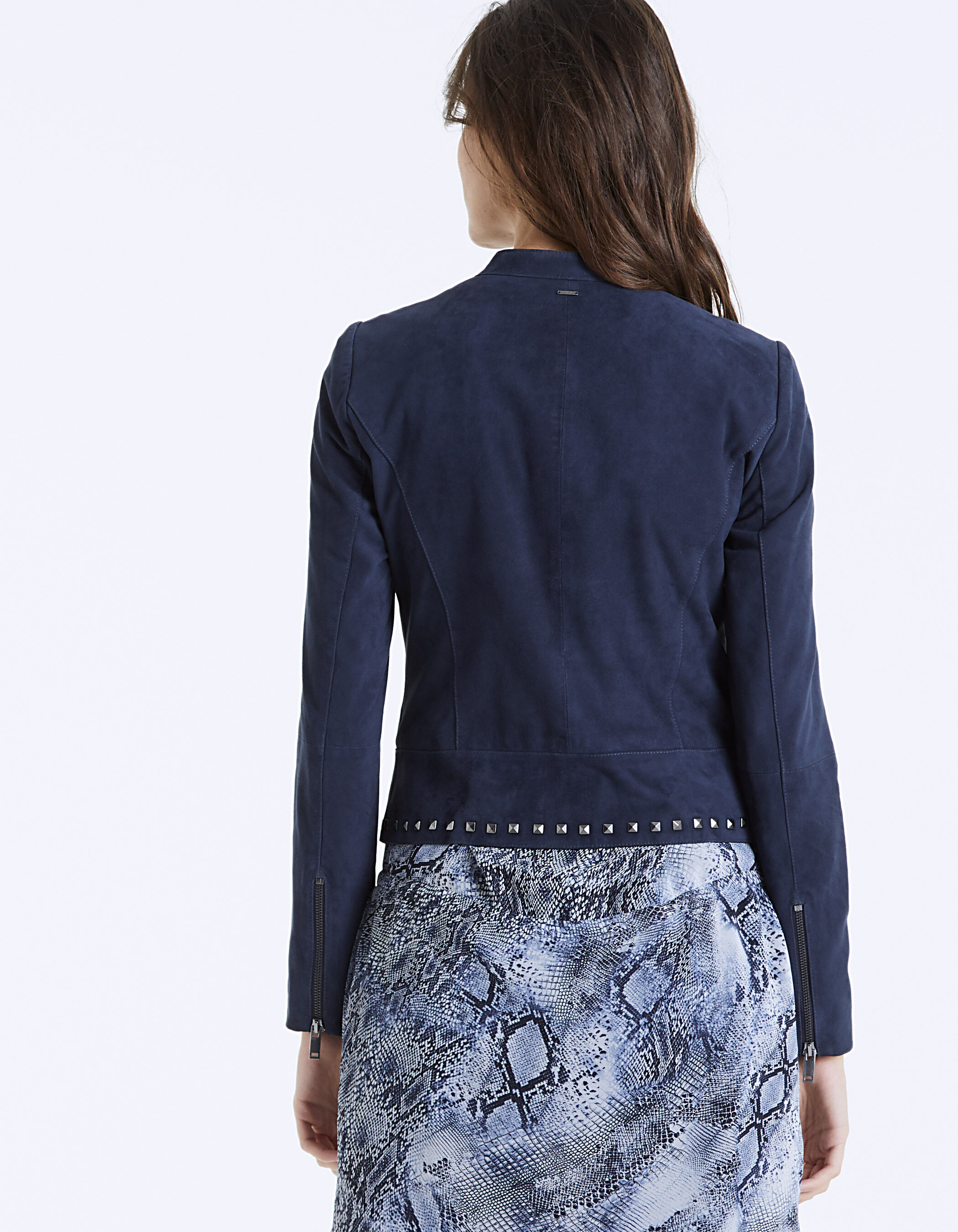 Veste cuir bleu marine femme outlet