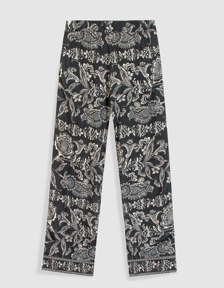 Zwarte wijde pantalon met bloemenprint voor dames-8