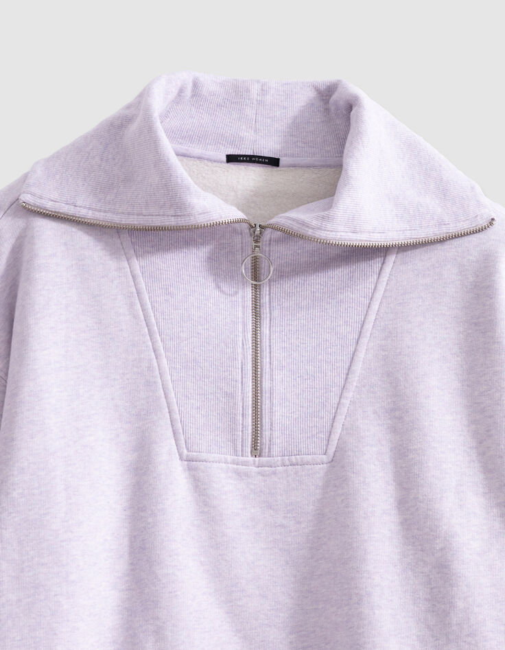 Fliederfarbenes Damen-Sweatshirt mit Rollkragen-7