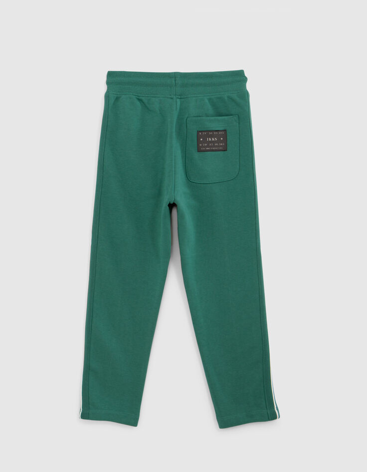Boys' green joggers with striped braid down side-3