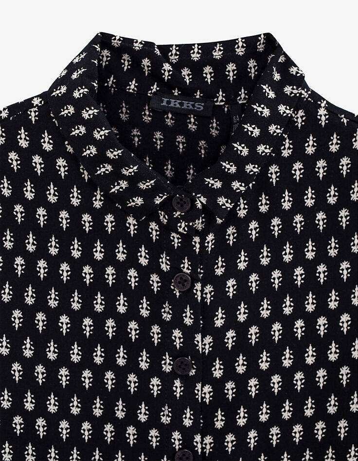 Girls’ black minimalist ethnic print shirt-dress-3