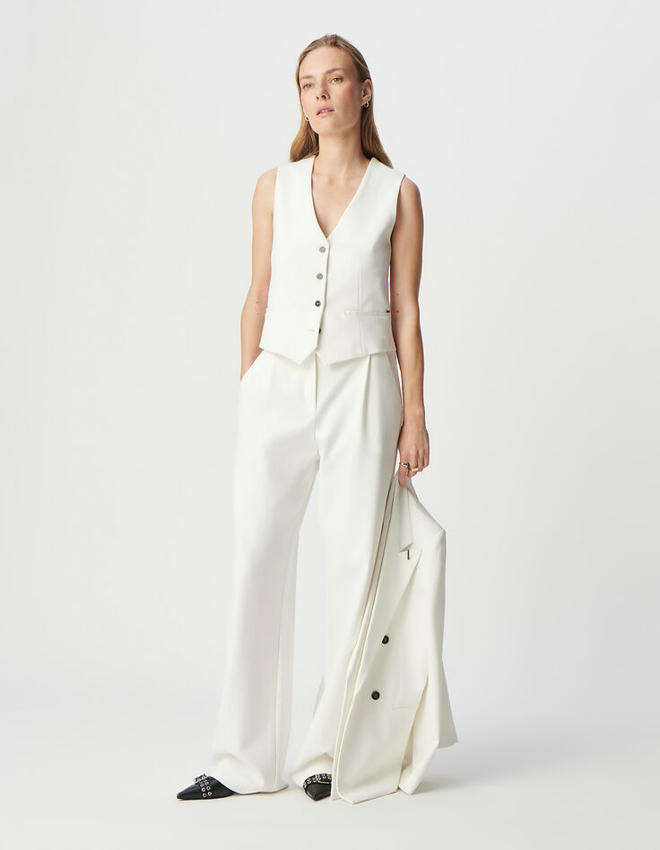 Gilet sans manches blanc maille Milano Femme-1