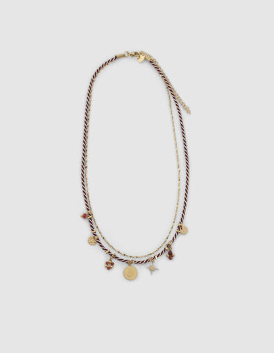 Women’s multi-strand medallion & Carnelian stone necklace - IKKS
