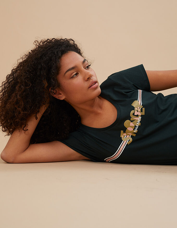 Babery green T-shirt met tekst en strepen I.Code-1