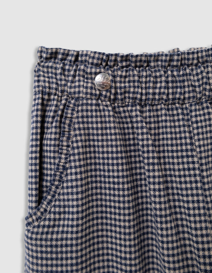 Girls’ navy gingham trousers with ruffles-5