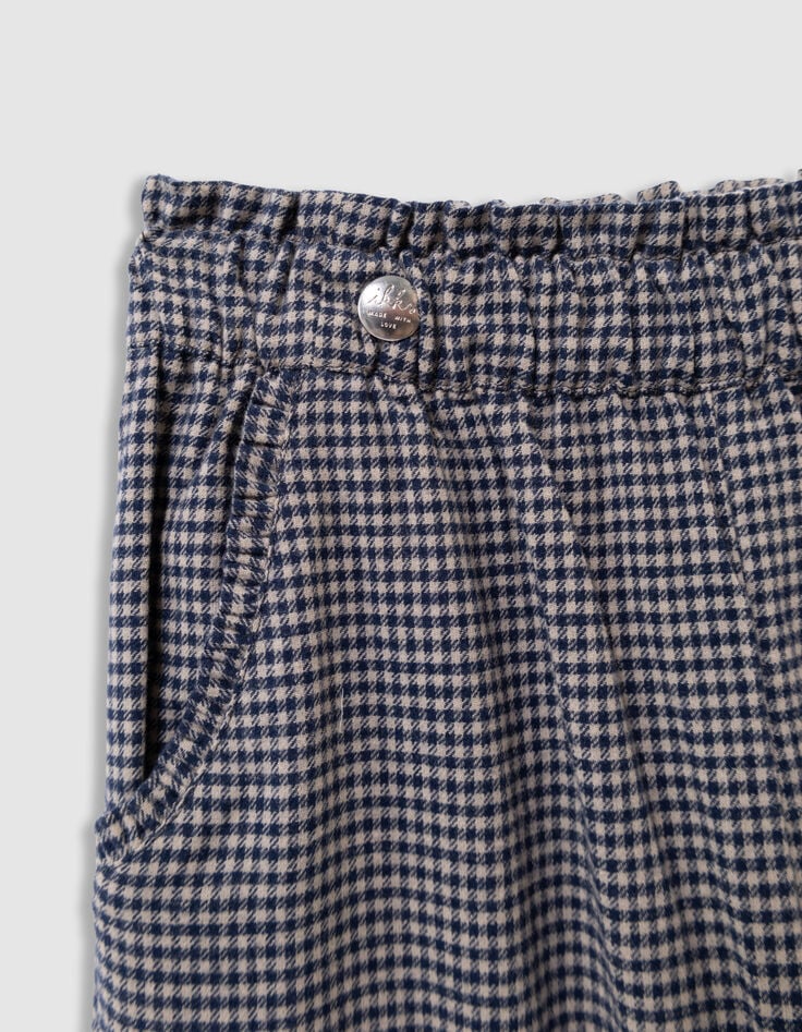 Girls’ navy gingham trousers with ruffles-5 Girls’ navy gingham trousers with ruffles-5