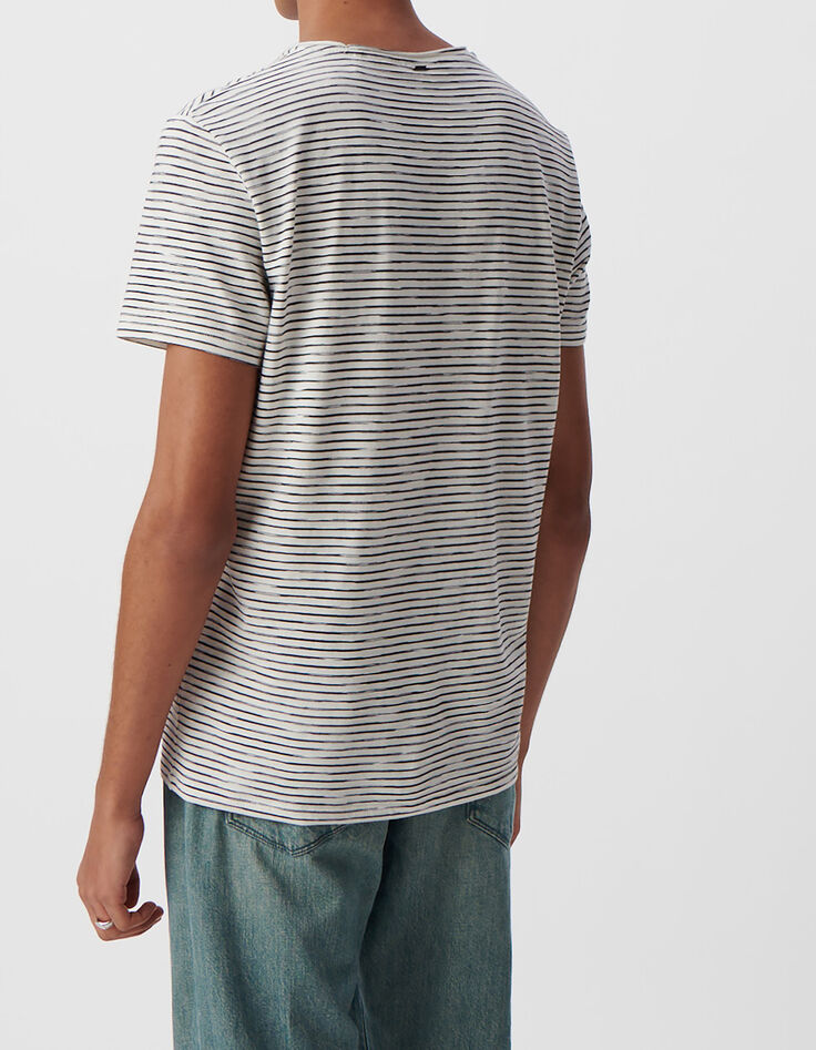 Men&rsquo;s white sailor T-shirt with navy stripes-3