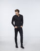 Men's black Interlock long sleeve polo shirt-6
