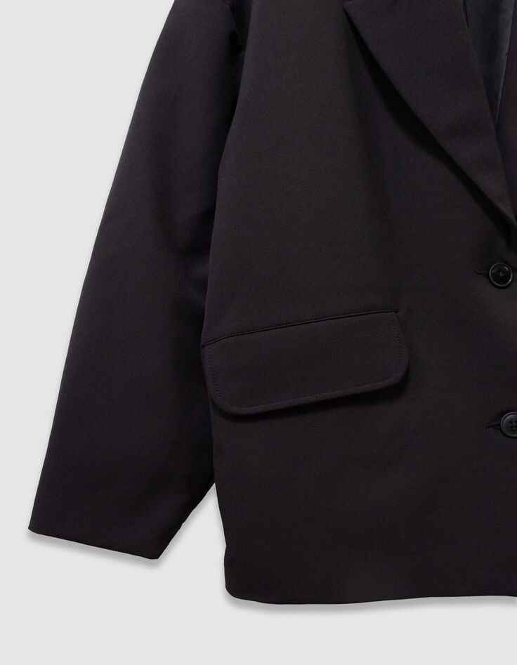 Girls’ black mixed fabric jacket-6