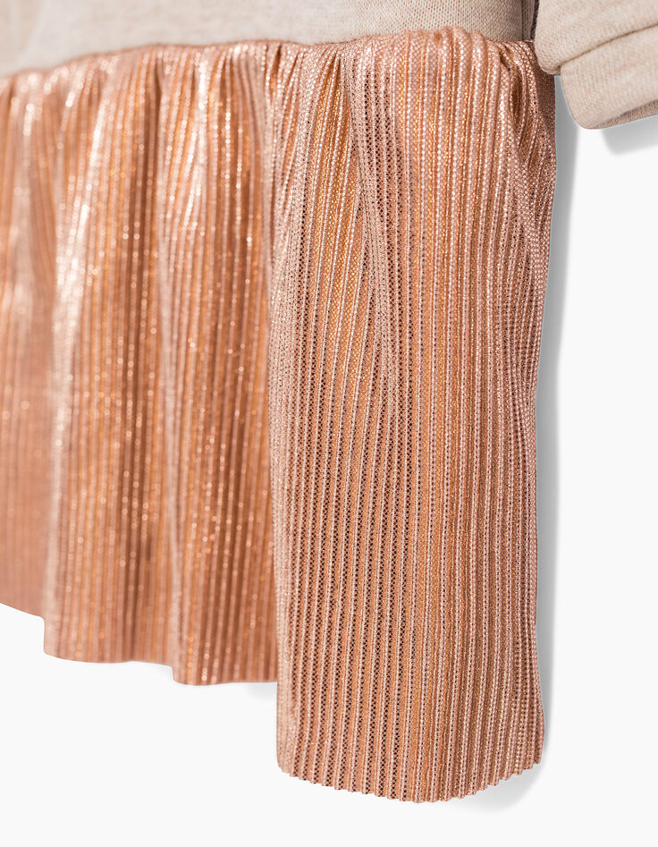 Robe bi-matière beige avec jupe bébé fille-2