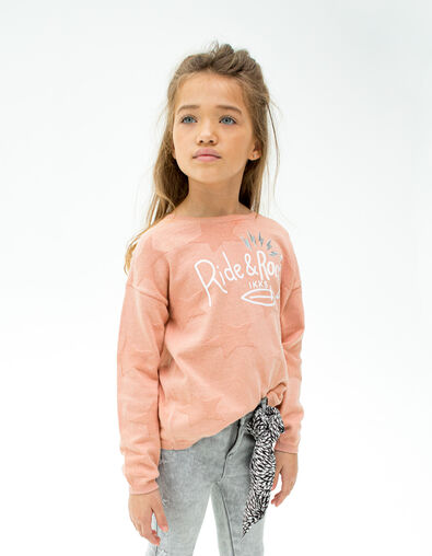 Girls’ pink star jacquard knit sweater with open back - IKKS